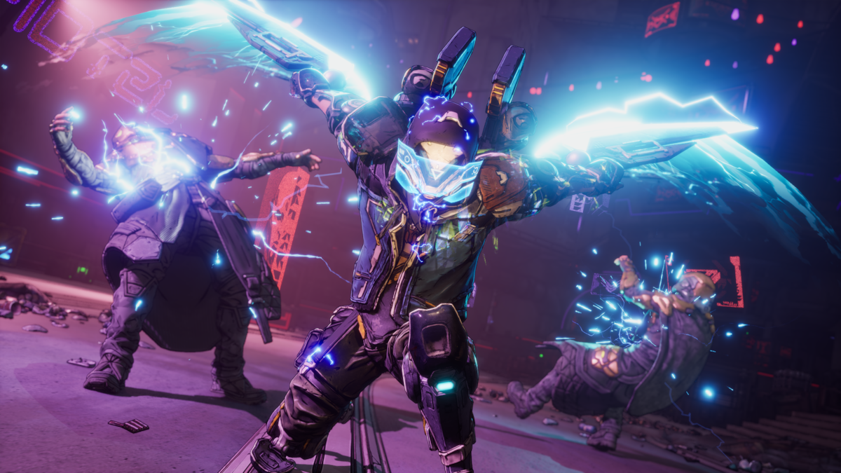 Electrical effects surrounding Rafa and nearby enemies